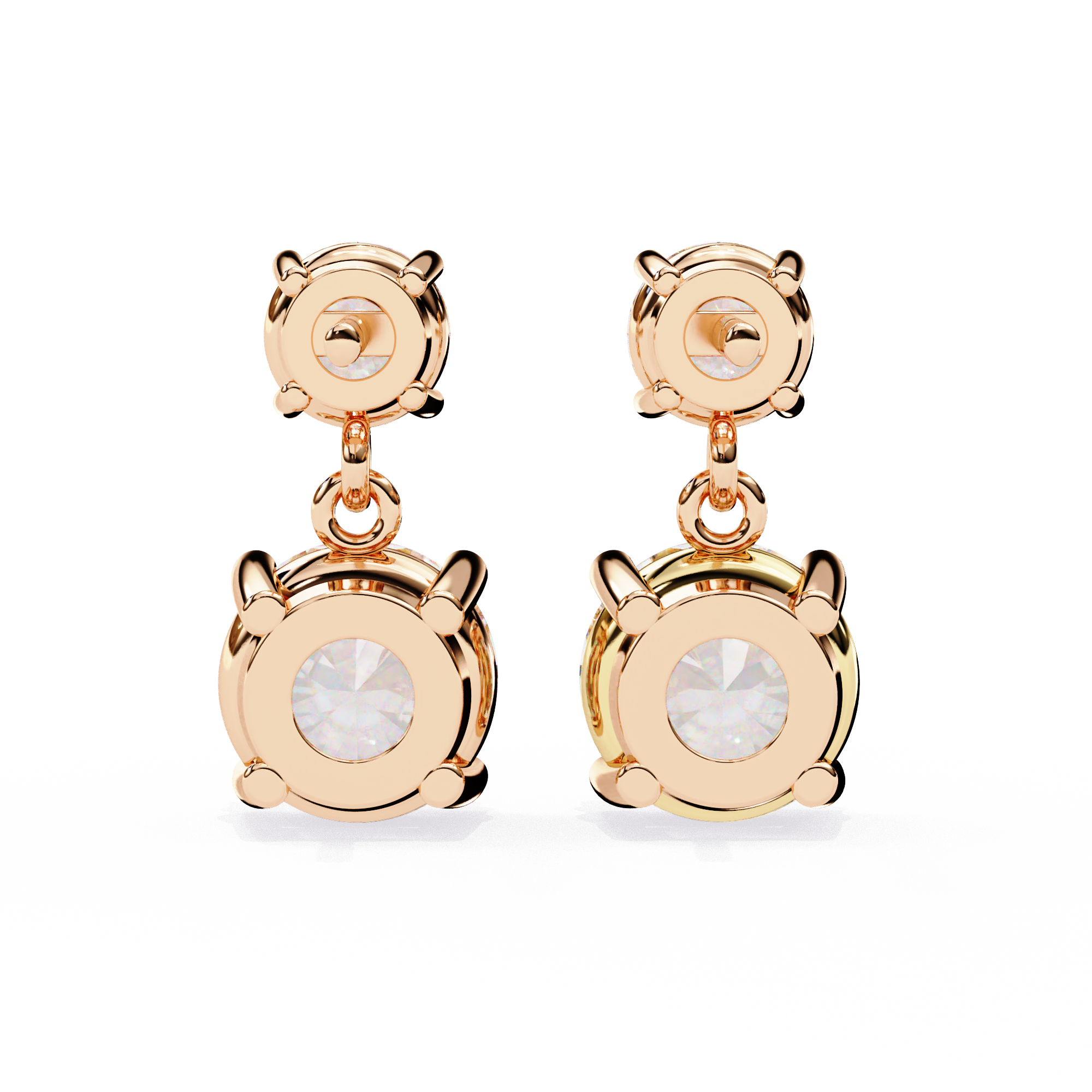 Solitairekart 3.73ct Dangling Double Round Solitaire Natural Diamond Stud Earrings-H Color, VS1 Clarity